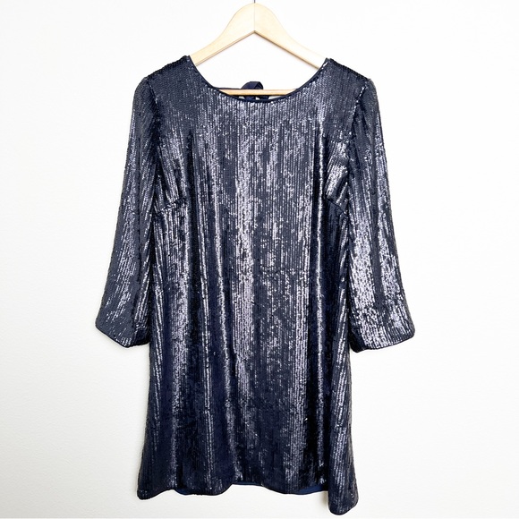 J.Crew Collection Navy Blue Sequin Bianca Party Mini Dress size 14 - Picture 3 of 10
